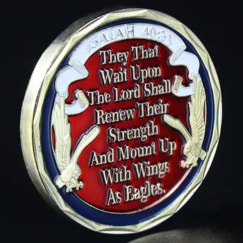  Izaiáš Suvenír Mince Mount s Krídla Ako Orly Spojené Štáty americké Vlajky Modlitba Zberateľstvo pozlátená Pamätná Minca