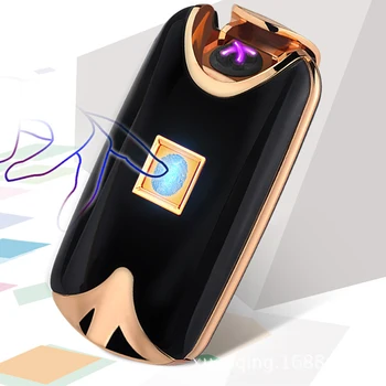  2017 nové módne a teplé predaj USB Elektrické Dual Arc Kovové Flameless odtlačkov prstov Nabíjateľná Vetru Ľahšie