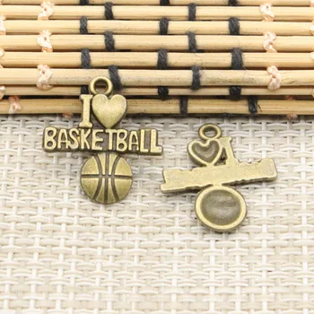  20pcs Charms Milujem Basketbal 21x20mm Tibetského Striebra Farba Prívesky, Starožitné Šperky Čo HOBBY Ručné Remeslo