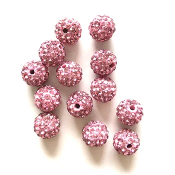  50pcs 10 mm Vysoká Kvalita Ružová Farba Crystal Hliny Pripraviť Drahokamu Kolo Disco Ball Voľné Dištančné Perličiek na Náramok, Náhrdelník, Takže