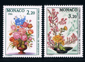  2ks/Set Nové Monako Post Pečiatka 1986 Monte Carlo Kvet Zobraziť Pečiatky MNH