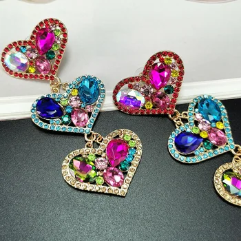  MANILAI Luxusné Kamienky Drop Náušnice Multicolor Krištáľové Srdce Veľké Náušnice Ženy Vyhlásenie Visieť Earings Príslušenstvo Šperky