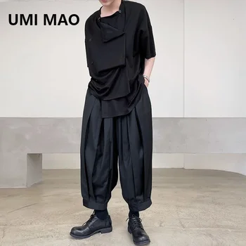  UMI MAO Yamamoto Štýl Osobnosti Skladaný Lúč Úst Kravatu Tmavé Trend Nine-point Nohavice Muži Ženy Pantalones Hombre