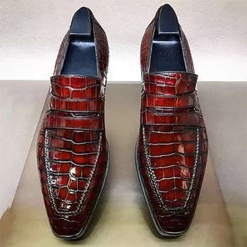  Pánske Ručné kvalitné Červené Klasické Slip-on Topánky Móda Príležitostné celý zápas Trend Business Topánky Zapatos Para Hombre XM104