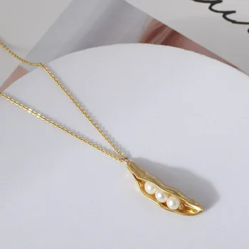  Európske a Americké šperky vykladané sladkovodné perly matná zlatá farba pod tvar náhrdelník s príveskom