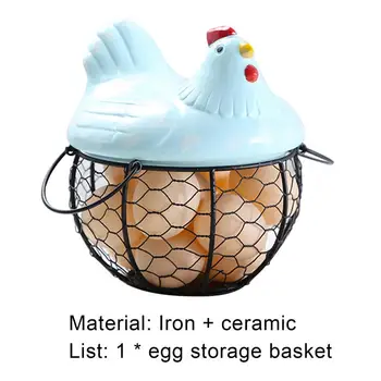  Vajcia Úložný Kôš Kuracie Tvar, Dekorácie Železa Anti-slip Vajec Skladovanie Nádoba na Vajcia Úložný Košík