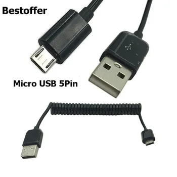  USB 2.0 Male Micro USB 5 Pin Male Nabíjať a Synchronizovať Stočený Špirála Kábel Pre Android, Windows Smart Phone
