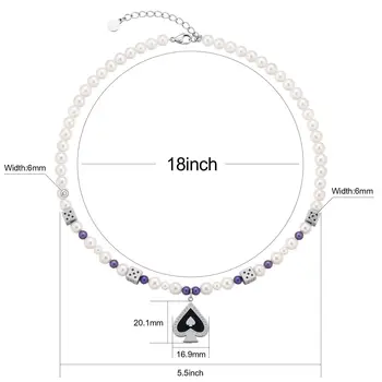  6 mm pearl kocky rýľ prívesok strieborný náhrdelník 16 palcov plus 2 cm nastaviteľné chvost reťazca