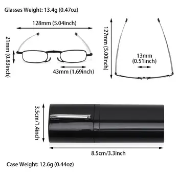  Skladacie Okuliare na Čítanie s Trubice Prípade Anti Eyestrain Ultralight Prenosný Mini Ďalekozrakosť Okuliare Pružiny Závesov Čitatelia+10~+40