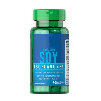  Rýchle Uvoľnenie NON-GMO SÓJA ISOFLAVONES 750 mg Menopauzy návaly Horúčavy Doplnok 60 Caps/Fľaša