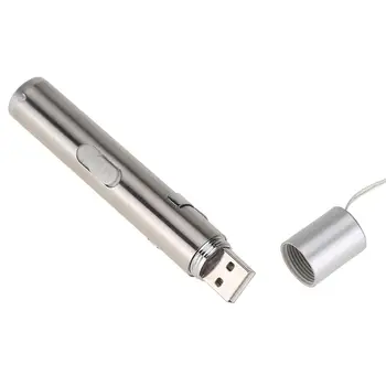  2 v 1, USB Nabíjateľné Mini Červený Ukazovateľ Pero s Bielym LED Svetlo, Pochodeň Dieťa Pet Mačka Hračky Visí Bleskové Svetlo S Kovovú Sponu