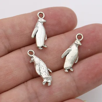  10Pcs Tibetského Striebra Plátovaného Penguin Charms Prívesky pre Šperky, Takže Náramok Náušnice HOBBY Ručné 23x10mm