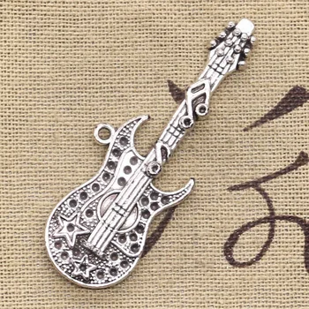  4pcs Charms Hudobné Gitara 55x22mm Antique Silver Farba Á Prívesky, Takže HOBBY Ručné Tibetského Striebra Farebné Šperky