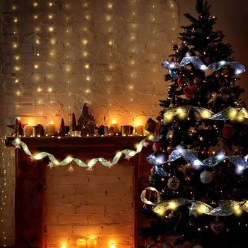  4M 40 Led Vianočné Dekorácie Páse s nástrojmi Luky Garland Rozprávkových Svetiel String Ozdoby na Vianočné stromčeky Nový Rok 2022 Navidad Domova