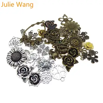  Julie Wang 10PCS Náhodne Poslať Kvety Charms Ruže, Slnečnice Starožitné Farebný Náhrdelník Náramok Šperky, Takže Príslušenstvo