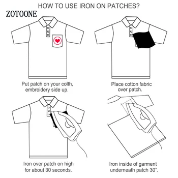  ZOTOONE Jednoduché Umenie Srdce Oblečenie Patch Nálepky Vyšívané Pruhy na Oblečenie Škvrny na Oblečení Odznaky Odev Aplikácie