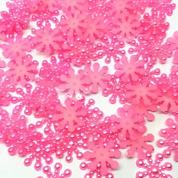  100ks 15 mm Pink Pearl Živice Snowflake Flatbacks Zdobením DIY Telefón, Vianočné Dekorácie Scrapbooking Cardmaking Remeslá