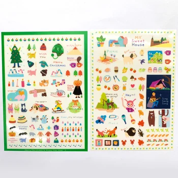  6 Hárky /Balík Cartoon Lese Život Vianočné Adhensive Nálepky Notebook Album DIY Dekorácie Samolepky Nalepiť Nálepku