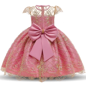  Veľký Luk Backless Šaty pre Dievčatá Oblečenie vestidos infantils Formálne Princezná Šaty Strany Sprievod Šaty Dievča Narodeniny Frocks