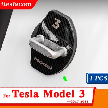  2021 Nové Model3 Auto Door Lock Kryt z Nerezovej Ocele Príslušenstvo Pre Tesla Model 3 Dverný Zámok na Ochranu Spp Model3 Logo Výbava 4Pcs