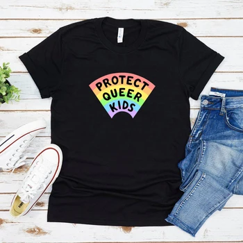  Chrániť Queer Deti T-Shirt LGBTQ Spojenca Tričko Rainbow Gay Tee Gay Pride Topy Lete Krátky Rukáv Plus Veľkosť Topy