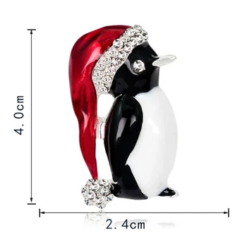  Krásne Malý Tučniak Brošňa Vianočné Šperky Zliatiny Smalt Krištáľové Gule Luxusné Klobúk Penguin Brošňa Broches Navidad Darček