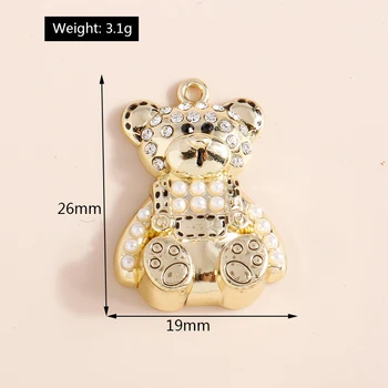  4pcs Kawaii Crystal Hračka Medveď Prívesky z Náhrdelníky Náramky Náušnice Krásne Imitácia Perly Medveď Charms DIY Príslušenstvo Šperky