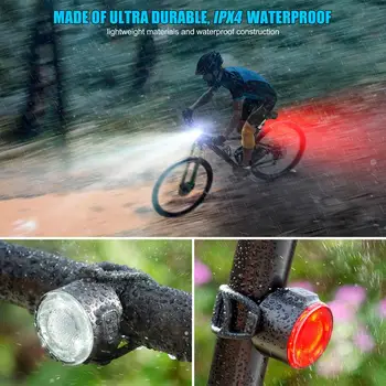  LED Svetlo na bicykel Bicykel Svietidla, Predné A Zadné Svetlo na Bicykel USB Nabíjanie 220mah 6 Režim Voľby Cyklistické Svietidlá Cyklistické Doplnky