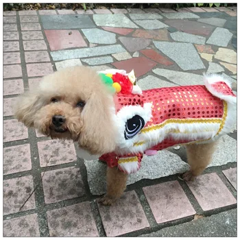  2021 Nový Rok Čínskej Tradičnej Kostým Tanec Draka Lev Pet Handričkou Zábavné Slávnostné Šťastie, Oblečenie Pre Psa, Mačku Teddy
