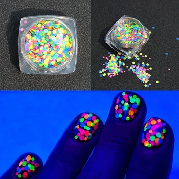  1 Box na Nechty, Glitter Multicolor Zmiešané DIY Dekorácie Mini Kolo Srdce Star Tenké Paillette Dizajn, Nail Art Lesk Flitrami