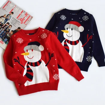  Deti, dievčatá, sveter pulóver cartoon Vianočný darček snehuliak klesnutie jar jeseň nosenie