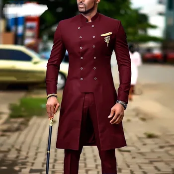  2021 Módne Afriky Dizajn Slim Fit Muži Obleky Pre Svadby Ženích Tuxedos Burgundsko Ženích, Ktorý Najlepšie Vyhovuje Muž Prom Party Sako