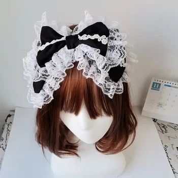  Čipky Veľký Luk hlavový most Kawaii Headdress Ručné Lolita Denne Strany KC Dievča Anime Plyšové Uši na Hlave Vlasy Príslušenstvo