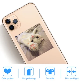  Super Cute Cat Telefón puzdro Pre iPhone 11 12 Pro XS Max X XR 6 6 7 8 Plus 5 5S SE 2020 12Pro 12Mini Jasné, Mäkké Silikónové Krytie