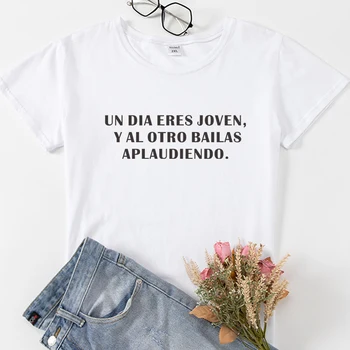  Camiseta de mujer Zábavné španielsky List Tlač Ženy T-košele, topy Bežné krátky rukáv šaty bavlna black white lady tričko tee