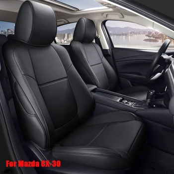  Auto Špeciálne Luxusné Najnovší Dizajn prestieranie Pre Mazda Cx-30 2020 Rok nepremokavé Kožené Sedadlá Kryt Vankúš 1 Sada Black /Káva