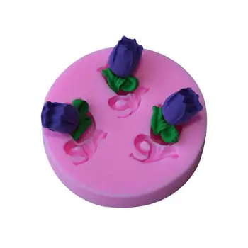  Kvety tulipány Modelovanie fondant tortu formy na mydlo čokoláda plesne kuchyni piecť tortu nástroj