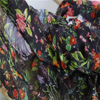  2021 Nový Dizajn Georgrette Hodváb Vytlačené Šatku DIY Textílie Letné Šaty Kvetinový Handričkou