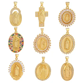  Juya DIY Zlato Náboženské Božia Matka, Panna Mária, Svätý Ježiš Prívesok Charms Pre Ručné Kresťanská Modlitba Šperky Uskutočňovanie Dodávok