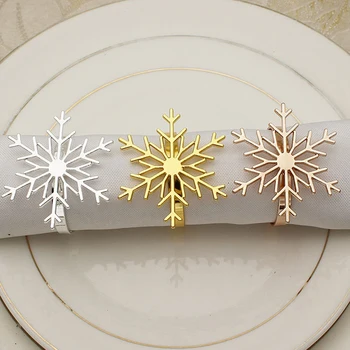  Elegantné Vianočné Snowflake Obrúsok Pracky, Stojany Na Vianočné Party, Svadby, Narodeniny, Party Jedálenský Stôl Vianočný Krúžky Na Obrúsky