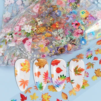  10PCS Motýľ Kvety Obtlačky Farebné Mix Nail Art Transfer Fólie Hviezdna Nálepky Nastaviť Na Jar Leto DIY Gél na Nechty, Ozdoby