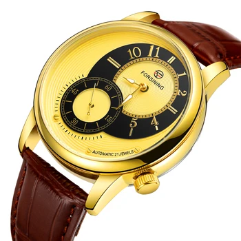  Forsining hodinky pánske na voľný čas dvojitý kruh automatické mechanické hodinky hodinky pánske náramkové epidermis s mechanické hodinky