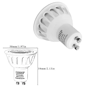  LESHP Biela GU10 AC100-240V 5W LED Reflektor, 4 000 K 500LM Non-Stmievateľné 40 Stupňov Uhol Lúča Kompaktná Veľkosť, nízka Hmotnosť