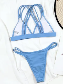  Sexy Kríž Späť Bikini 2021 Nové Pevné Plavky Ženy Plavky Žena Brazílske Bikini Set Kúpajúcich Plavky Letné Plážové Oblečenie