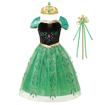  Disney Anna Kostým Princezná Šaty Dievčatá Mrazené Elsa Anna Strany Oblečenie, Karneval, Halloween Princezná Snehová Kráľovná Deti Kostým