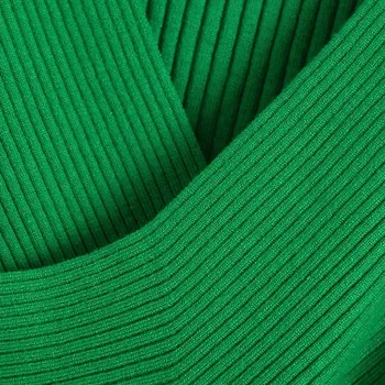  XEASY 2021 Nové Jeseň Ženy Vintage Zelená Posmívati Krku Sveter Žena Slim Bežné Streetwear Pulóver s Dlhým Rukávom Elegantný Krátky Top