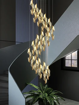  Moderné LED Schodisko Luster Obývacia Izba Villa Hala Svetlo Luxusné Dlhé Linka, Špirála Duplex Budovy Nordic Jednoduché Luster