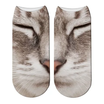  Nové Kawaii 3D Tlač Mačka Tvár Ponožky Módne Unisex Mačka Vzor Krátke Ponožky Meias Feminina Harajuku Smiešne Nízke Členok Ponožka