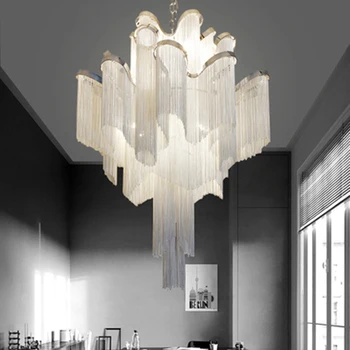  Post-moderné LED Lustre Nordic Dizajnér Inžinierstva Luxusné Reťazca Strapec Hliníkové Reťazca Dekor Hinging Lampy, Osvetlenie Svietidlo