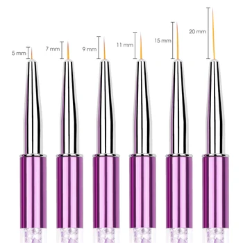  HNUIX 5-20 mm Nail Art Line Maliarske Štetce na Akryl Crystal Tenké Vložky Rysovacie Pero Manikúra Nástroje UV Gel